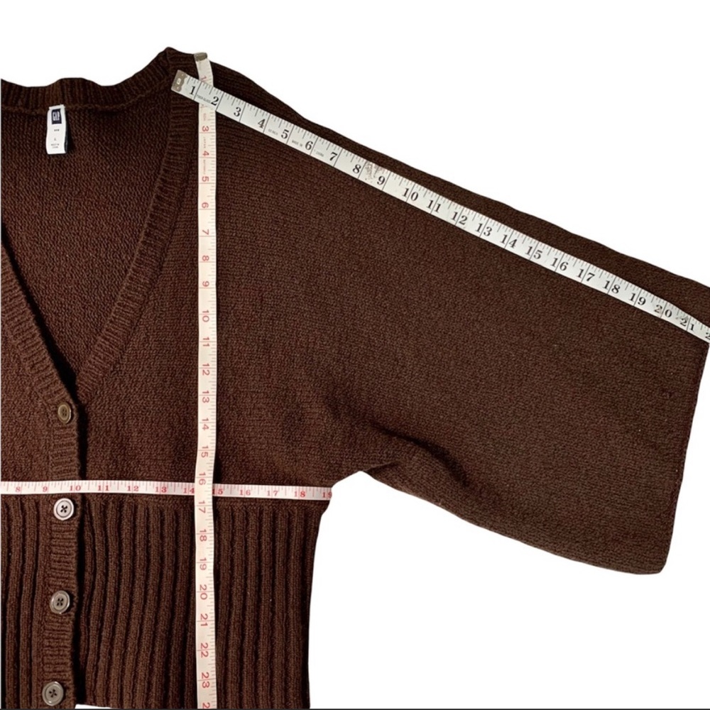 GAP Bell Sleeve 4 Button Lambs Wool Blend Ribbed V Neck Cardigan Ribbed … - Picture 5 of 6